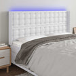 Vidaxl hoofdbord led 147x16x118 128 cm kunstleer wit