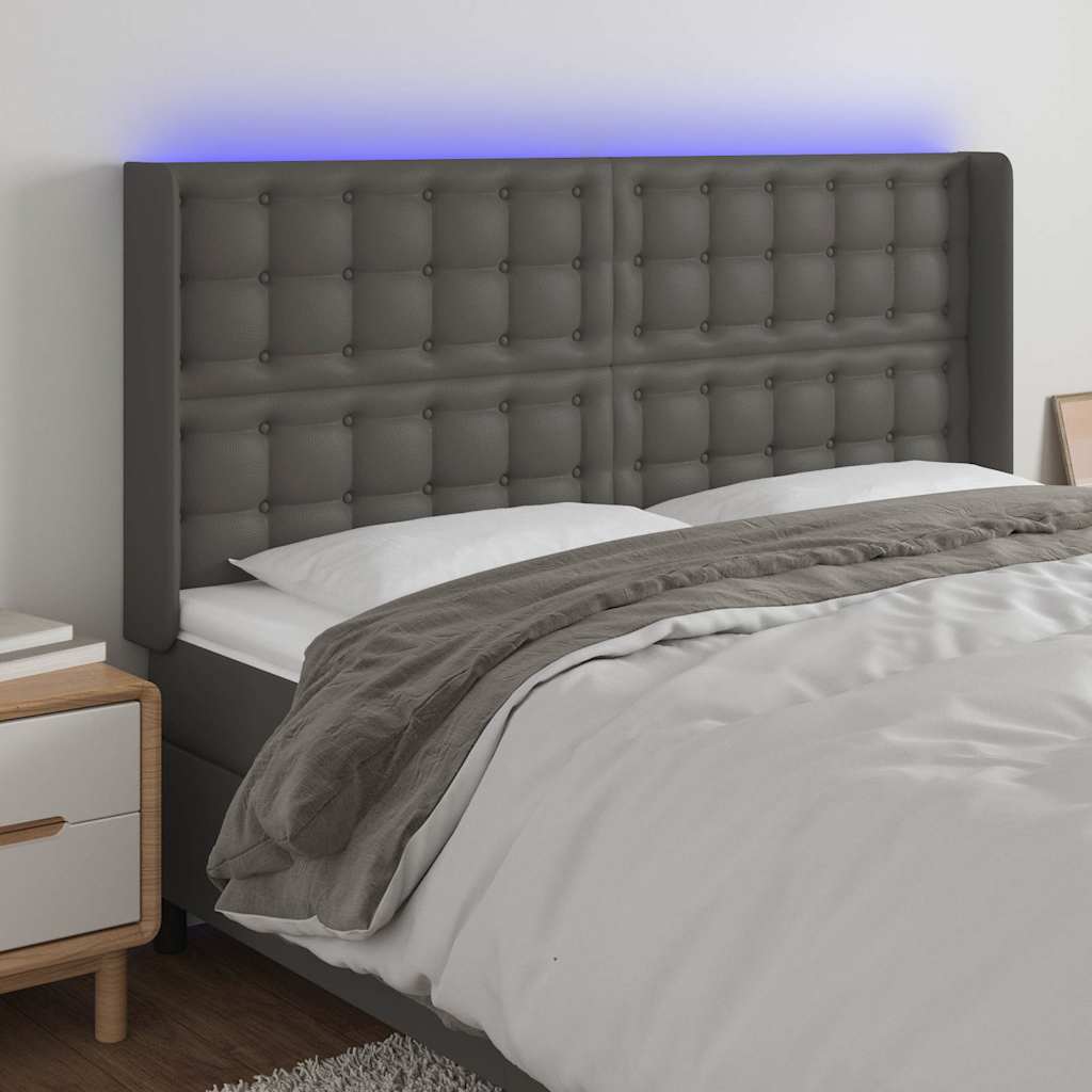 Vidaxl hoofdbord led 147x16x118 128 cm kunstleer grijs