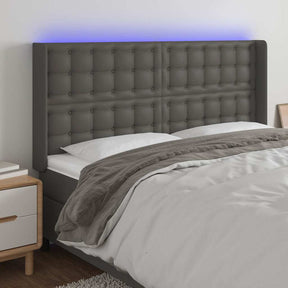 Vidaxl hoofdbord led 147x16x118 128 cm kunstleer grijs
