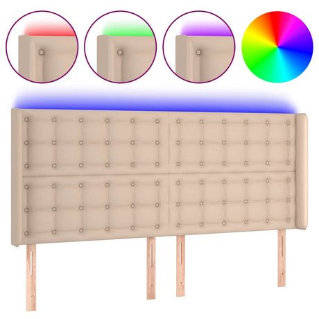 Vidaxl hoofdbord led 183x16x118 128 cm kunstleer cappuccinokleurig