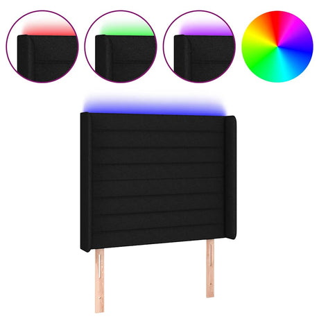 Vidaxl hoofdbord led 83x16x118 128 cm stof zwart
