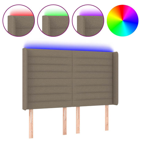 Vidaxl hoofdbord led 147x16x118 128 cm stof taupe
