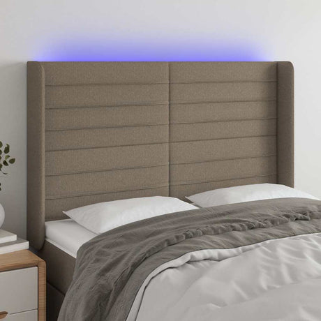 Vidaxl hoofdbord led 147x16x118 128 cm stof taupe