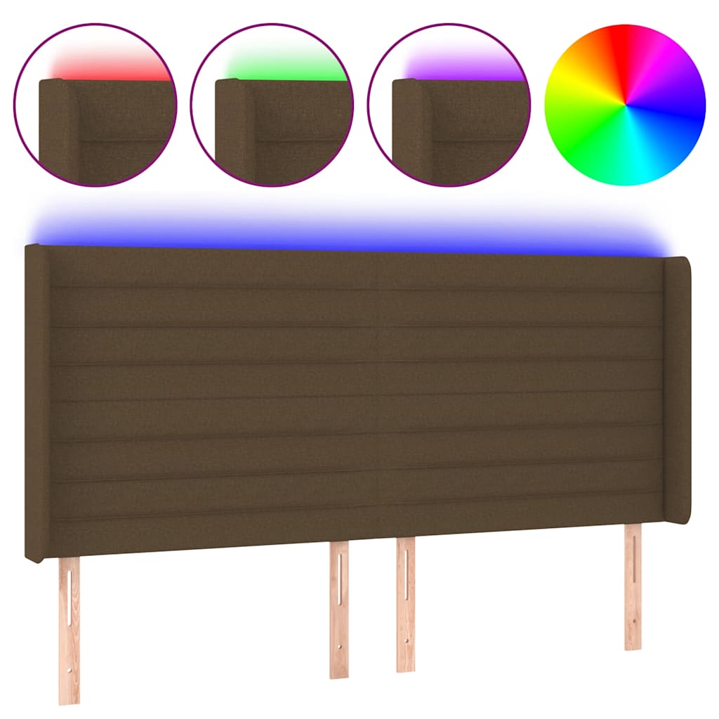 Vidaxl hoofdbord led 163x16x118 128 cm stof donkerbruin