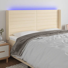 Vidaxl hoofdbord led 163x16x118 128 cm stof crèmekleurig