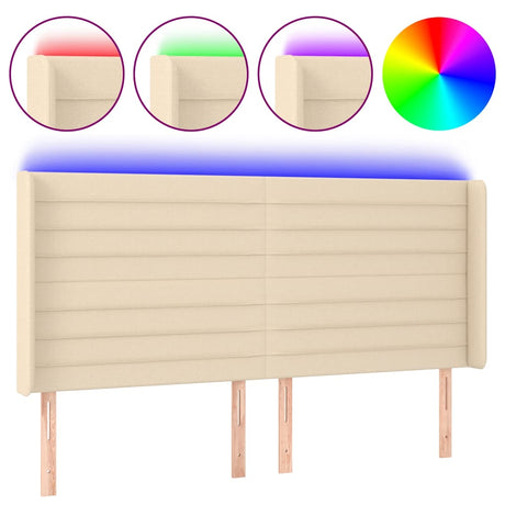 Vidaxl hoofdbord led 183x16x118 128 cm stof crèmekleurig
