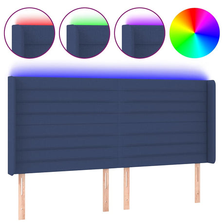 Vidaxl hoofdbord led 183x16x118 128 cm stof blauw