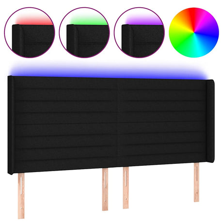 Vidaxl hoofdbord led 203x16x118 128 cm stof zwart