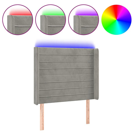 Vidaxl hoofdbord led 83x16x118 128 cm fluweel lichtgrijs
