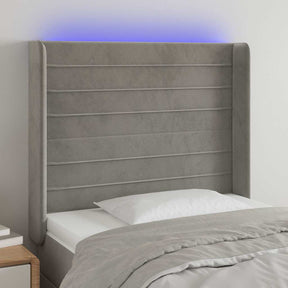 Vidaxl hoofdbord led 93x16x118 128 cm fluweel lichtgrijs