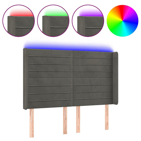 Vidaxl hoofdbord led 147x16x118 128 cm fluweel donkergrijs