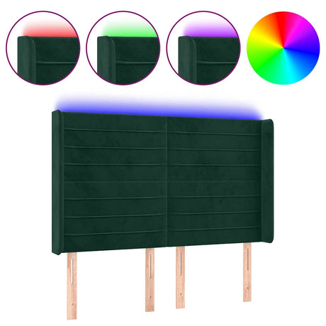 Vidaxl hoofdbord led 147x16x118 128 cm fluweel donkergroen