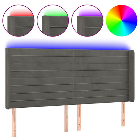 Vidaxl hoofdbord led 163x16x118 128 cm fluweel donkergrijs
