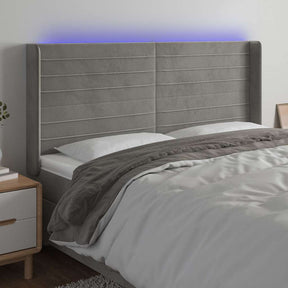 Vidaxl hoofdbord led 183x16x118 128 cm fluweel lichtgrijs
