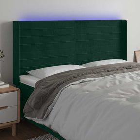 Vidaxl hoofdbord led 203x16x118 128 cm fluweel donkergroen