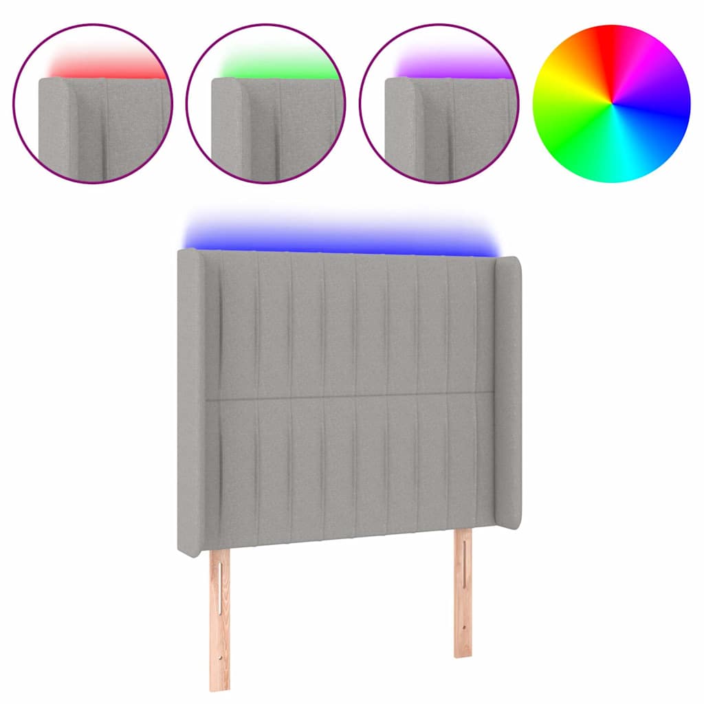 Vidaxl hoofdbord led 93x16x118 128 cm stof lichtgrijs
