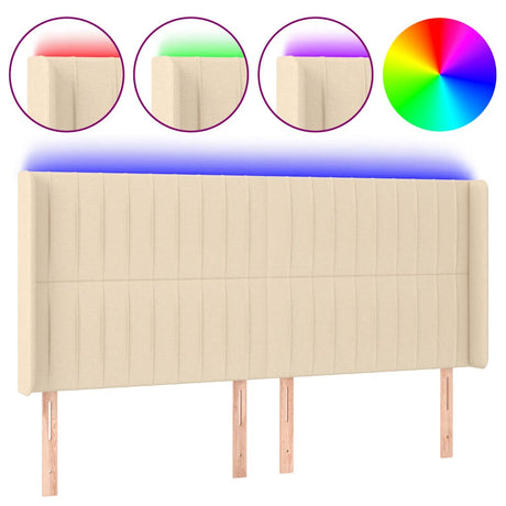 Vidaxl hoofdbord led 163x16x118 128 cm stof crèmekleurig
