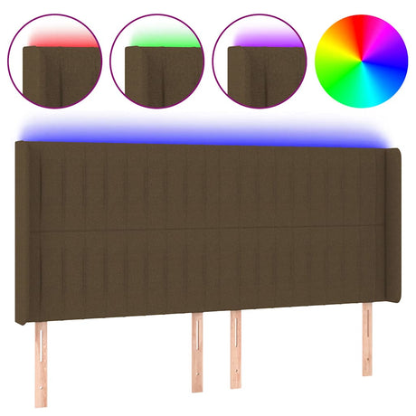 Vidaxl hoofdbord led 203x16x118 128 cm stof donkerbruin