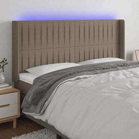 Vidaxl hoofdbord led 203x16x118 128 cm stof taupe
