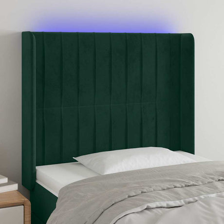 Vidaxl hoofdbord led 83x16x118 128 cm fluweel donkergroen