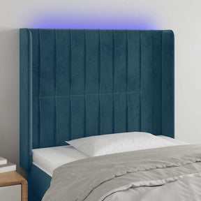 Vidaxl hoofdbord led 83x16x118 128 cm fluweel donkerblauw