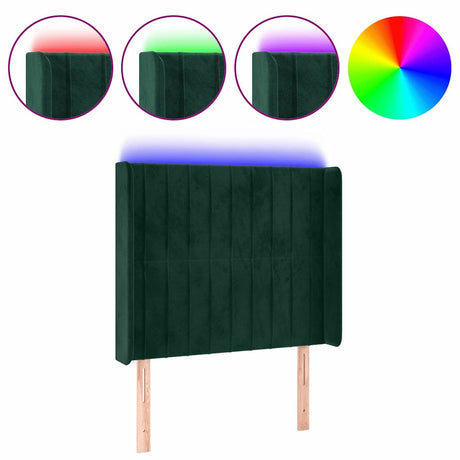 Vidaxl hoofdbord led 93x16x118 128 cm fluweel donkergroen