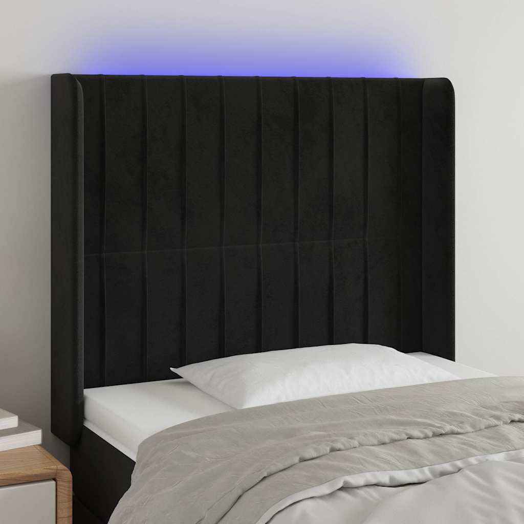 Vidaxl hoofdbord led 103x16x118 128 cm fluweel zwart