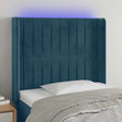 Vidaxl hoofdbord led 103x16x118 128 cm fluweel donkerblauw