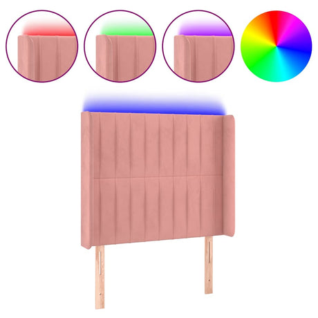 Vidaxl hoofdbord led 103x16x118 128 cm fluweel roze