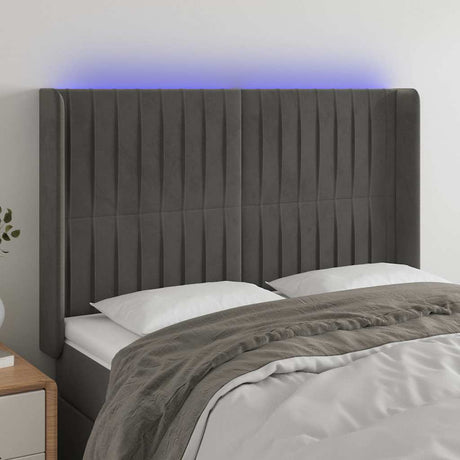 Vidaxl hoofdbord led 147x16x118 128 cm fluweel donkergrijs