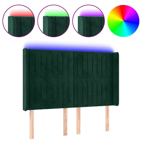 Vidaxl hoofdbord led 147x16x118 128 cm fluweel donkergroen
