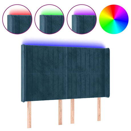Vidaxl hoofdbord led 147x16x118 128 cm fluweel donkerblauw