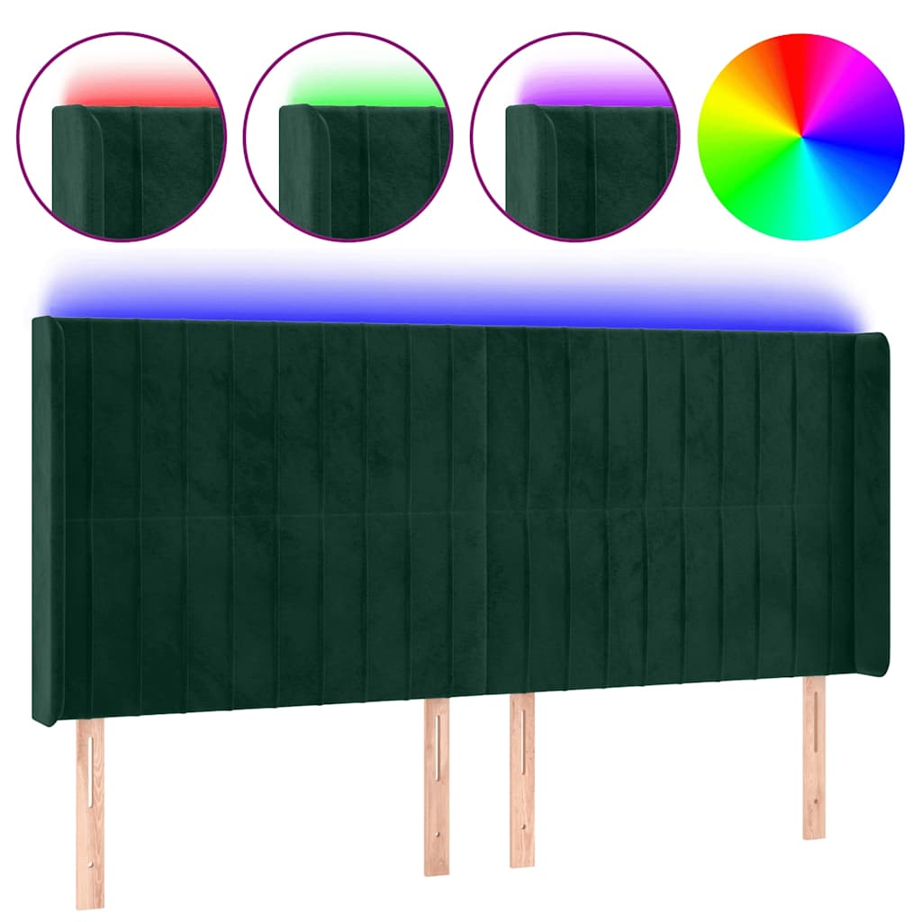 Vidaxl hoofdbord led 163x16x118 128 cm fluweel donkergroen