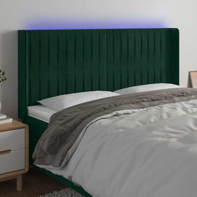 Vidaxl hoofdbord led 163x16x118 128 cm fluweel donkergroen