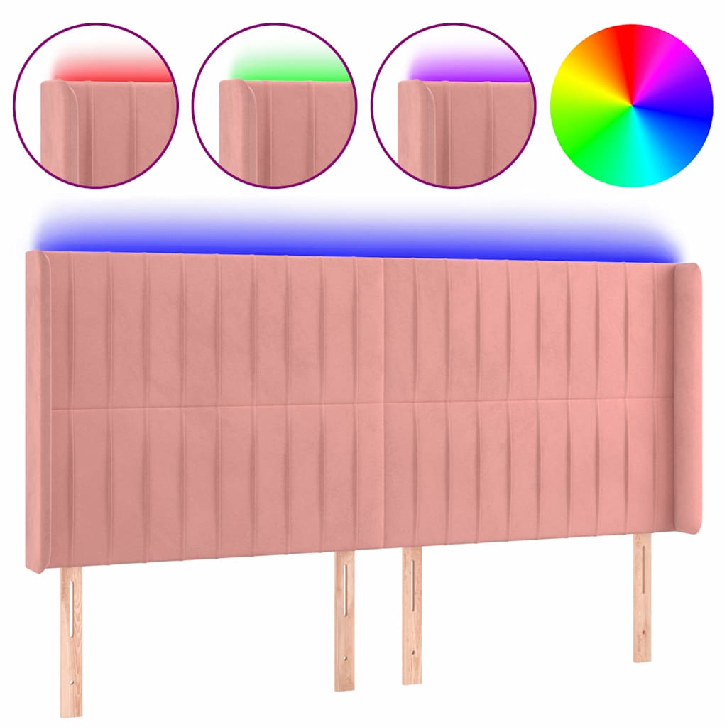 Vidaxl hoofdbord led 183x16x118 128 cm fluweel roze