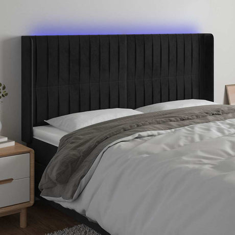 Vidaxl hoofdbord led 203x16x118 128 cm fluweel zwart