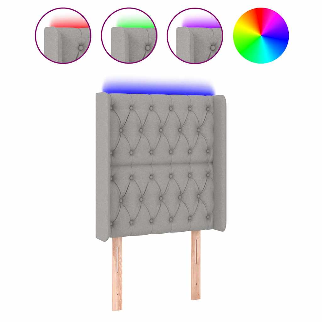 Vidaxl hoofdbord led 83x16x118 128 cm stof lichtgrijs