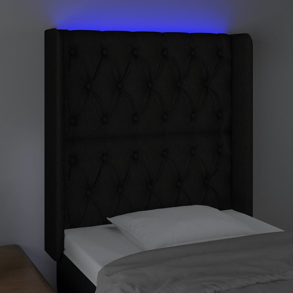 Vidaxl hoofdbord led 83x16x118 128 cm stof zwart