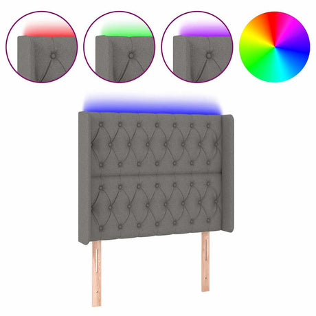 Vidaxl hoofdbord led 93x16x118 128 cm stof donkergrijs