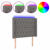 Vidaxl hoofdbord led 93x16x118 128 cm stof donkergrijs