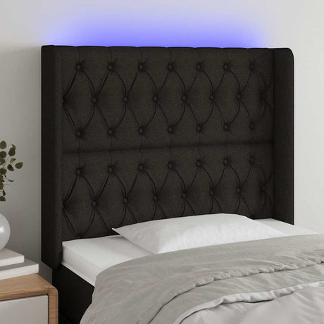 Vidaxl hoofdbord led 93x16x118 128 cm stof zwart