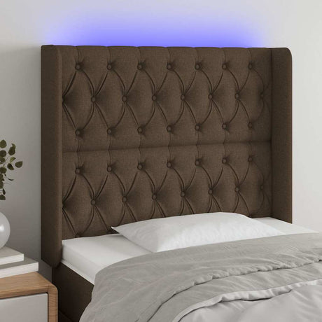 Vidaxl hoofdbord led 93x16x118 128 cm stof donkerbruin