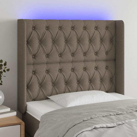 Vidaxl hoofdbord led 93x16x118 128 cm stof taupe