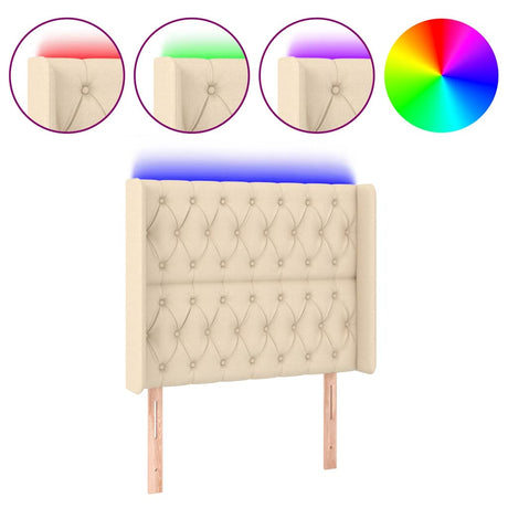 Vidaxl hoofdbord led 93x16x118 128 cm stof crèmekleurig