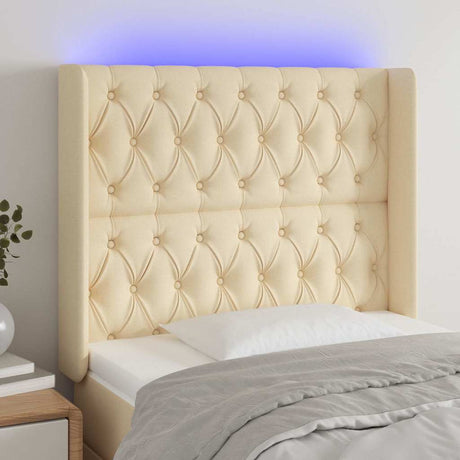 Vidaxl hoofdbord led 93x16x118 128 cm stof crèmekleurig