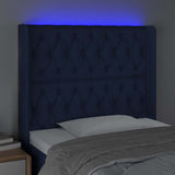 Vidaxl hoofdbord led 93x16x118 128 cm stof blauw