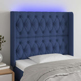 Vidaxl hoofdbord led 93x16x118 128 cm stof blauw