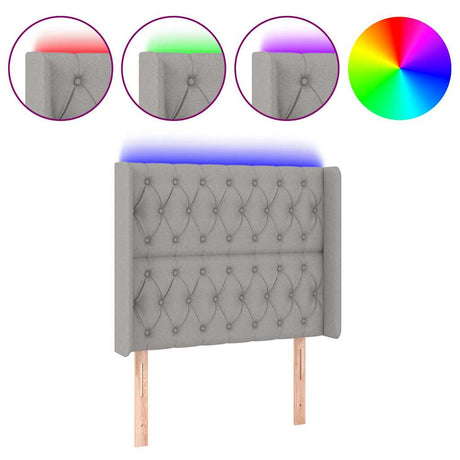 Vidaxl hoofdbord led 103x16x118 128 cm stof lichtgrijs