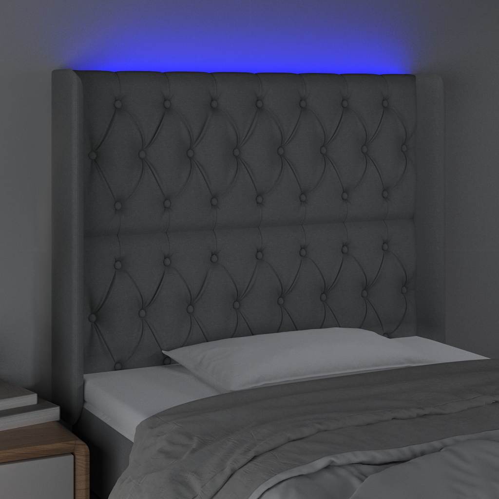 Vidaxl hoofdbord led 103x16x118 128 cm stof lichtgrijs
