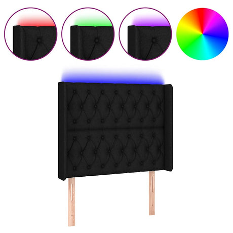 Vidaxl hoofdbord led 103x16x118 128 cm stof zwart
